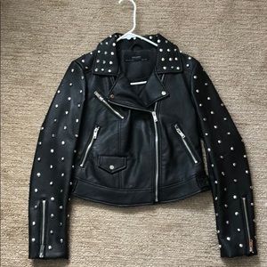 Zara Outwear Studded Leather Jacket